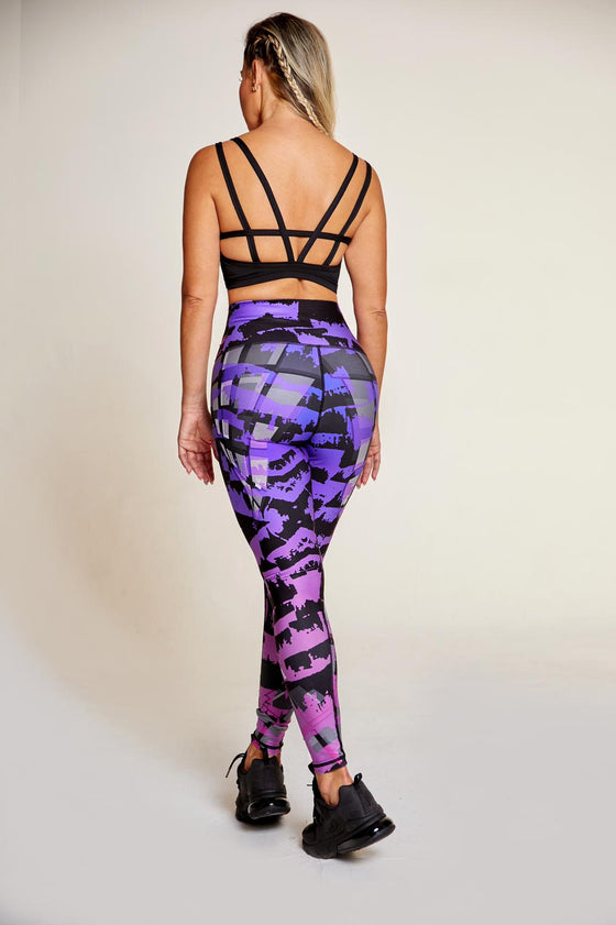 Purple Stained High Waist Leggins