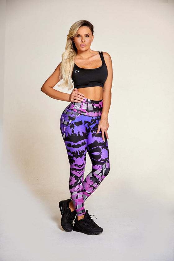 Purple Stained High Waist Leggins